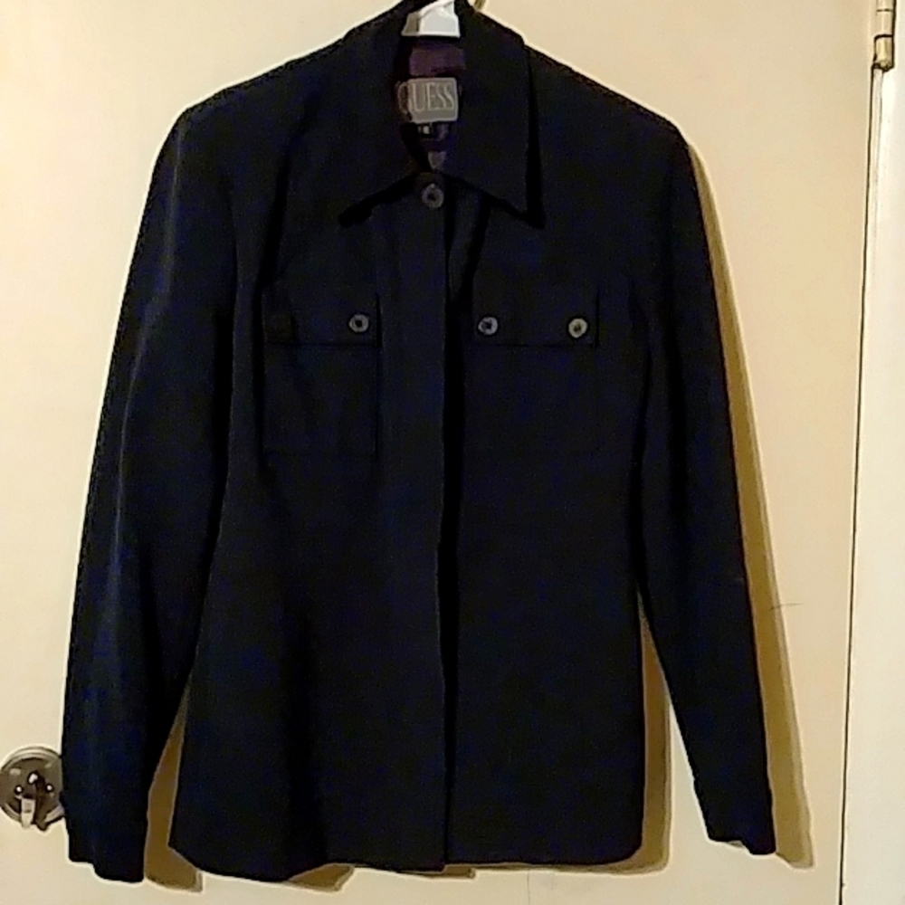 Vintage Guess Jeans Dark Blue Ladies Jacket Size 2 Excellent Condition